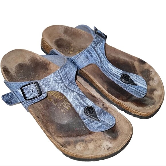 Birkenstock Papillio Gizeh Denim Print Sandal size 39 - Picture 1 of 9